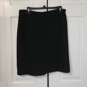 Vintage Women's Sport Collection Black Faux Wrap Skirt Size 14 Side Zip Academia